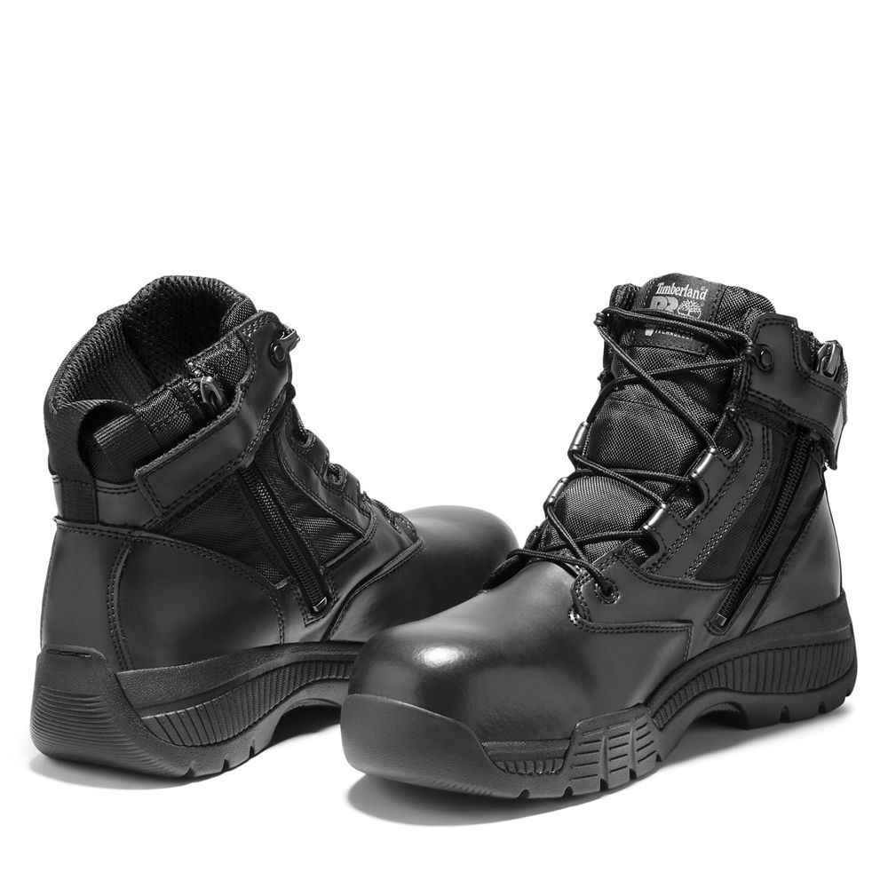 Botas Pro Timberland Argentina Hombre - Pro Valor™ Duty 6\" Side-Zip Comp Toe - Negras - RZGHYN-153